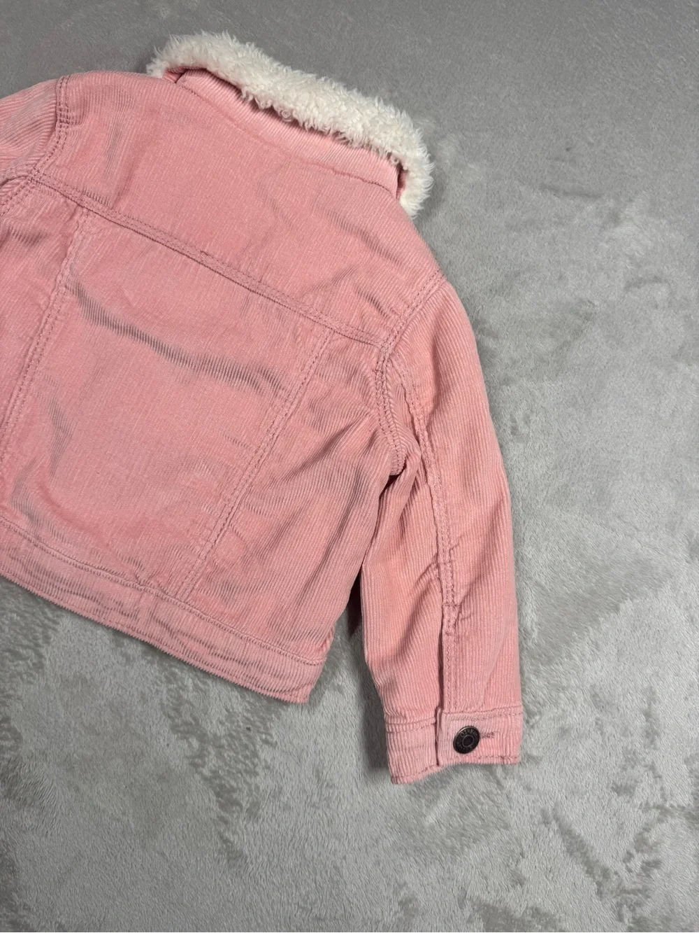 NWT OshKosh B’gosh Baby Girl Pink Corduroy Sherpa Collar Jacket Size 12 Months